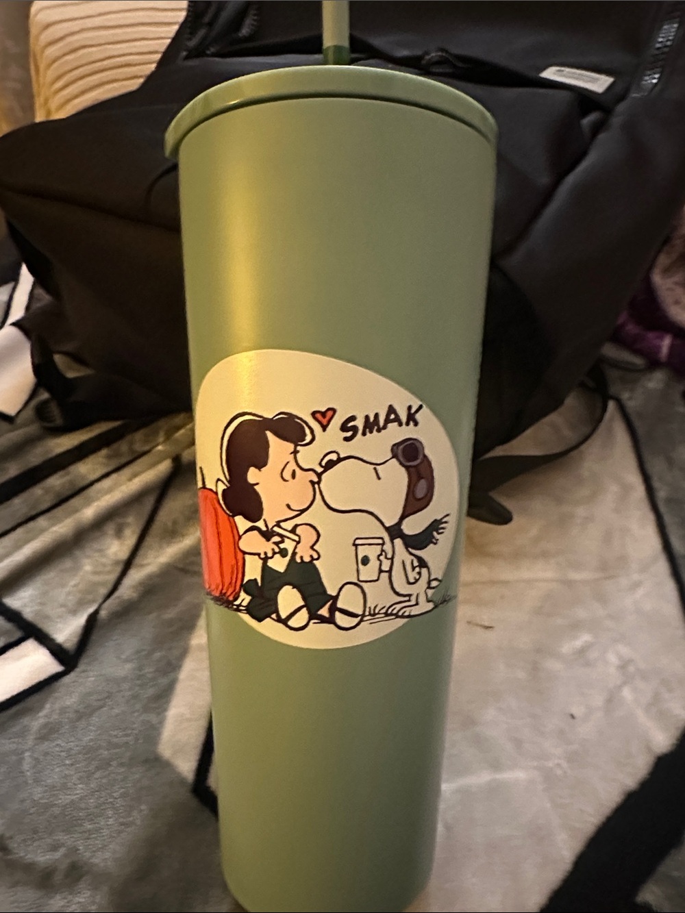 Starbucks Green Peanuts Character Travel Tumbler- limited edition